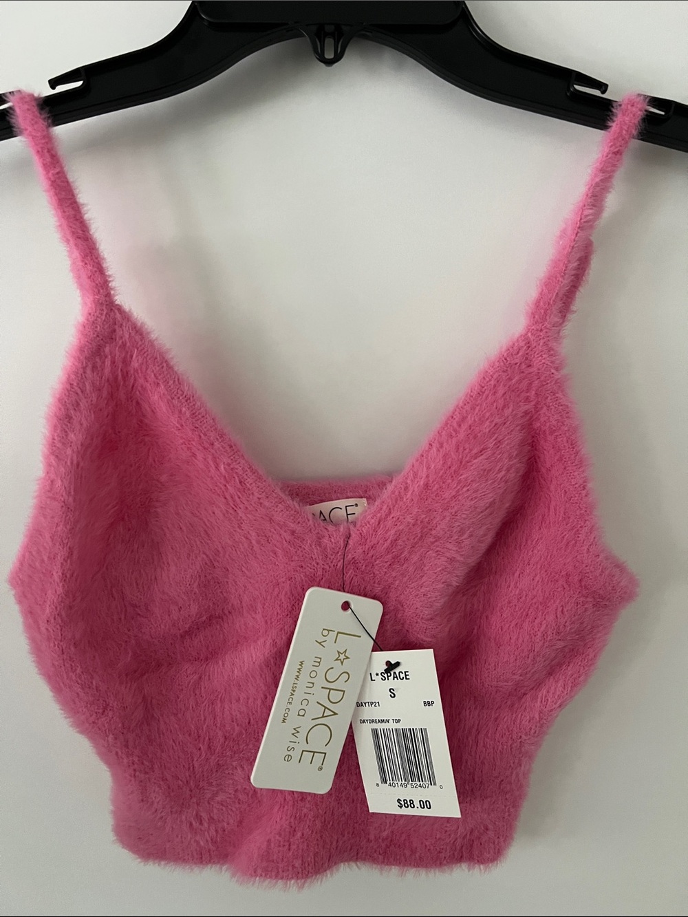 l*space Hot Pink Fuzzy Bandeau Tank